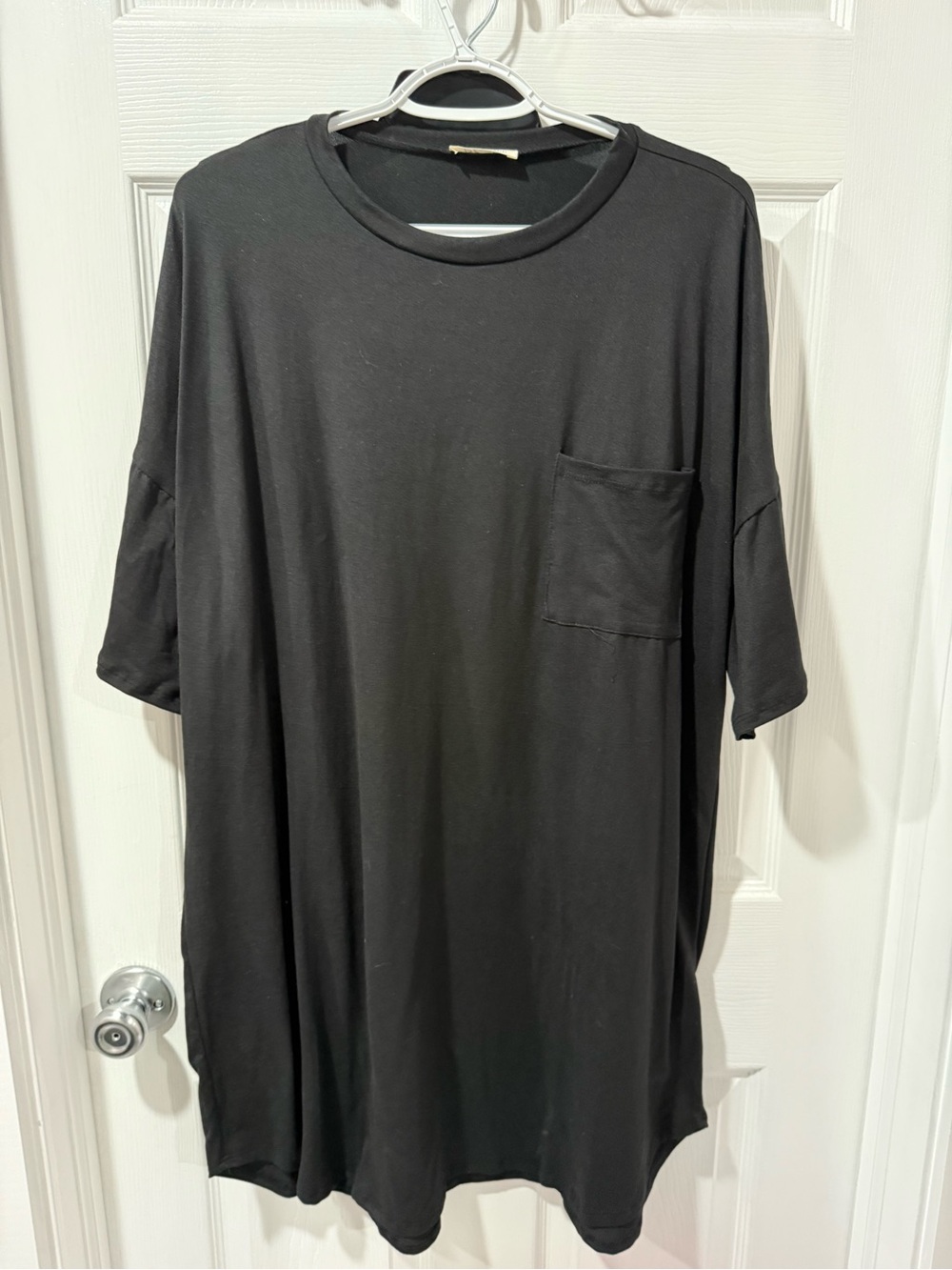 Women's Black Short Sleeve Pocket night shirt Tee